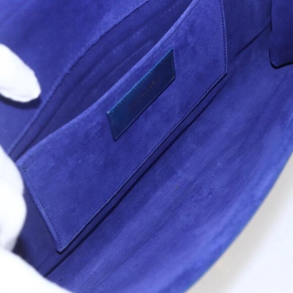 Authentic SAINT LAURENT Y Line Leather Blue Gold Clutch Bag bst576-121825 - Picture 15 of 16
